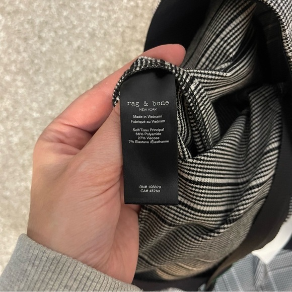 Rag & Bone Simone Pant - Black Check Slim Fit Size 4 - Picture 5 of 6